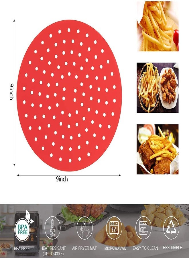 ZOXAR Air Fryer Silicone Liners Round Reusable Silicone Air Fryer Mats, Non-Stick for Air Fryer Basket Replace Parchment Easy Clean Porous (Multi Color) (02 PCS Round Silicone Liners Sheet) - Image 2
